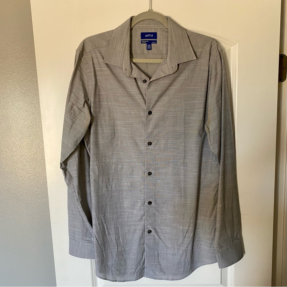 Men’s Apt 9 Grey Slim Fit Dress Shirt Medium
